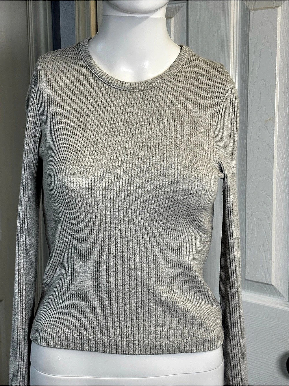 AGOLDE Delphi Slim Ribbed Long Sleeve Tee Gray Small